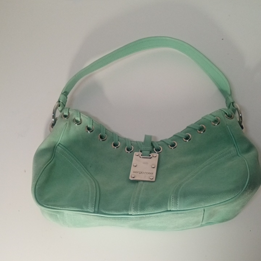 NWOT Mint Green Suede Shoulder Bag By Sergio Rossi